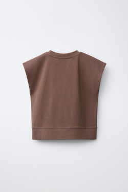ZARA ОДНОТОННАЯ ФУТБОЛКА HEAVY WEIGHT, КОРИЧНЕВЫЙ