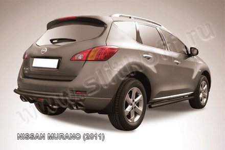 Защита заднего бампера (нержавейка) Nissan Murano (2010-2015) d57+d42 (черный)