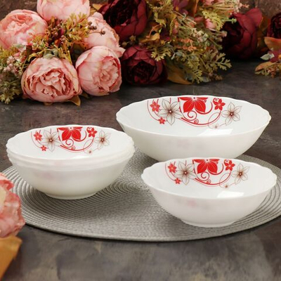 Салатник стеклокерам, кругл, 5 шт, 4х15,20 см, Кармен, Daniks, BY13LHW60*4,BY13LHW8*1