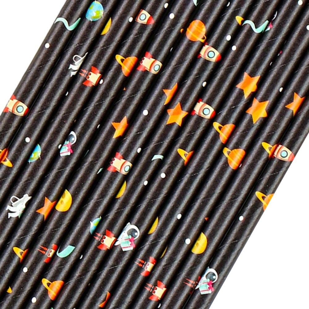 Трубочки для коктейлей бумажные «Космос», 12 шт