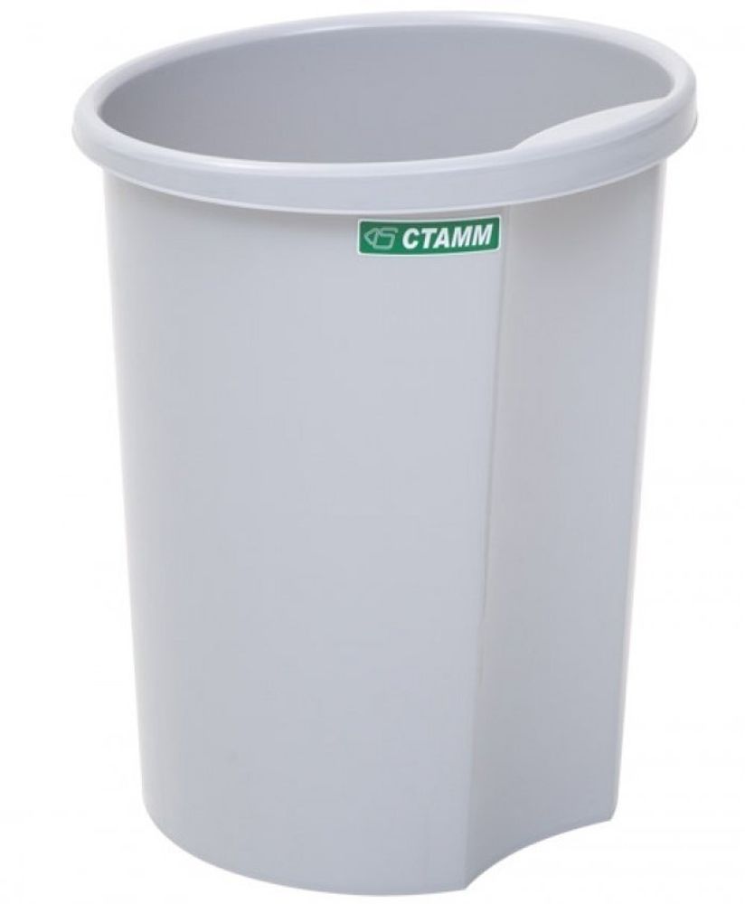 Корзина для бумаг СТАММ, 12 л, цельная, круглая, пластик, серая Корзина для бумаг СТАММ, 12 л, цельная, круглая, пластик, серая