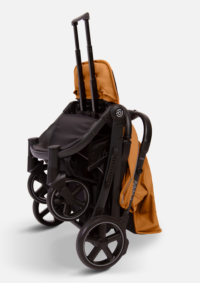 Peppy Коляска прогулочная Polo 2.0 (toffee) черная рама, сумка