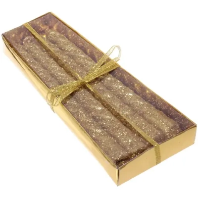 Свечи витые «Звездный блеск» 4шт 15см цвет золотой, в подарочной коробке