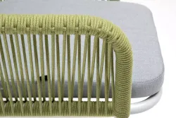 "Лион" стул плетеный из роупа, каркас из стали светло-серый (RAL7035) муар, роуп салатовый меланж круглый, ткань светло-серая