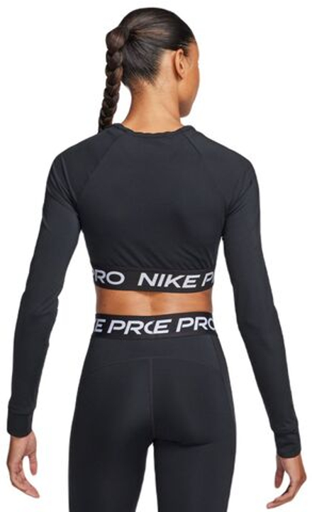 Женская теннисная футболка   Nike Pro 365 Dri-Fit Cropped Long-Sleeve Top - black/white