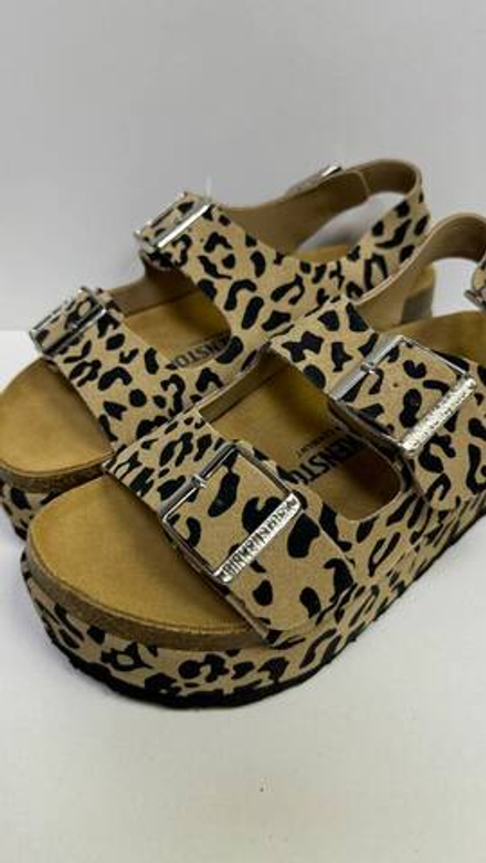 Сандалии Birkenstock на утолщенной подошве леопардовые