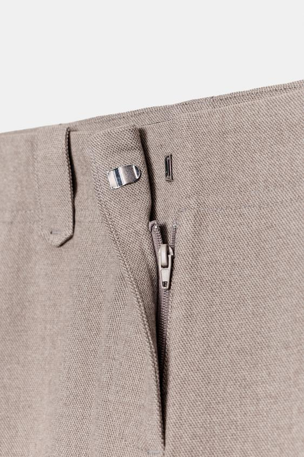 ZARA БРЮКИ ПРЯМОГО КРОЯ СО СРЕДНЕЙ ПОСАДКОЙ, ПЕСОЧНЫЙ МЕЛАНЖ