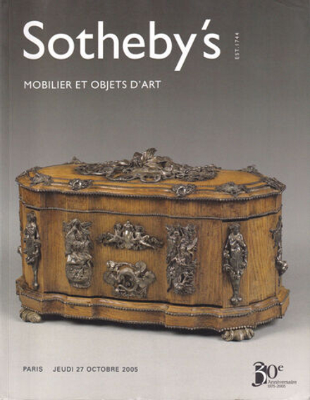 Каталог аукциона Sotheby’s, Париж, Мебель и предметы искусства от 27 октября 2005 года
