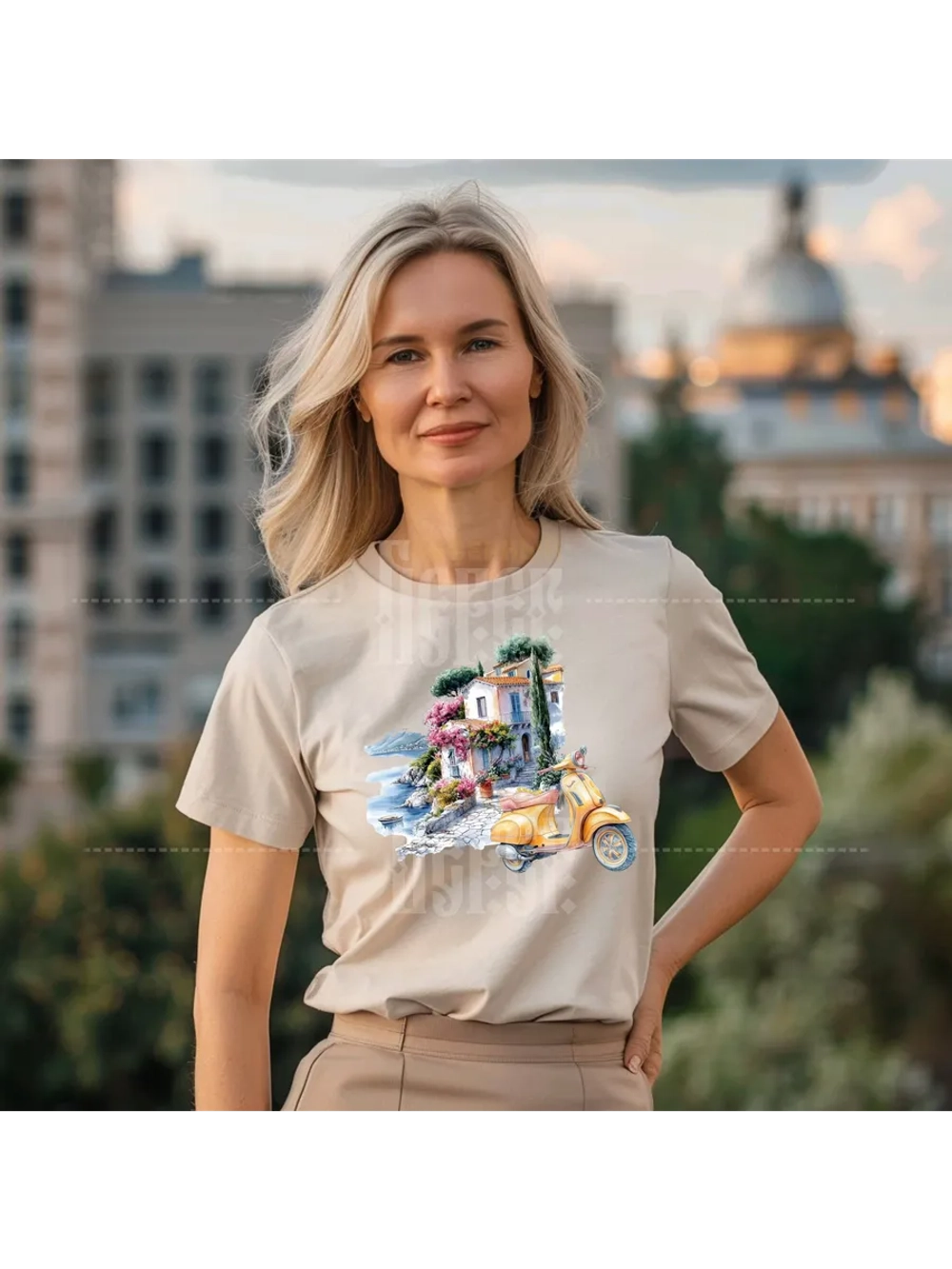 Термонаклейка на одежду, термопринт набор Мопед