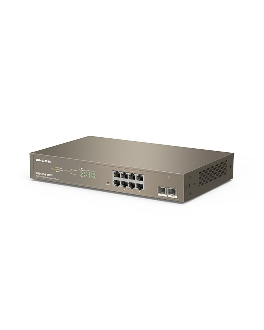 IP-COM G3310P-8-150W L2 Коммутатор PoE управляемый 8-Ports 10/100/1000 Base-T + 2-Ports 1000 Base-X SFP  / 8-Ports PoE (PoE бюджет 130W)