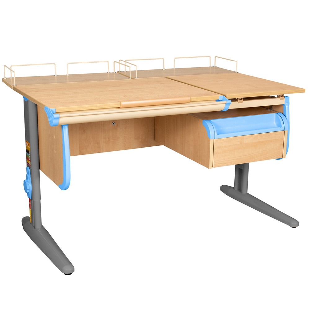 Растущая парта Дэми СУТ 25 с задними полками СУТ.15.210 и навесной тумбой (1200×880 мм)