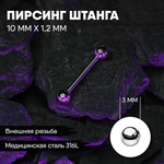 Штанга 10 х 1,2 мм с внешней резьбой 316L с шариками