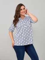 Блузка БЛ-131/орнамент-голубой