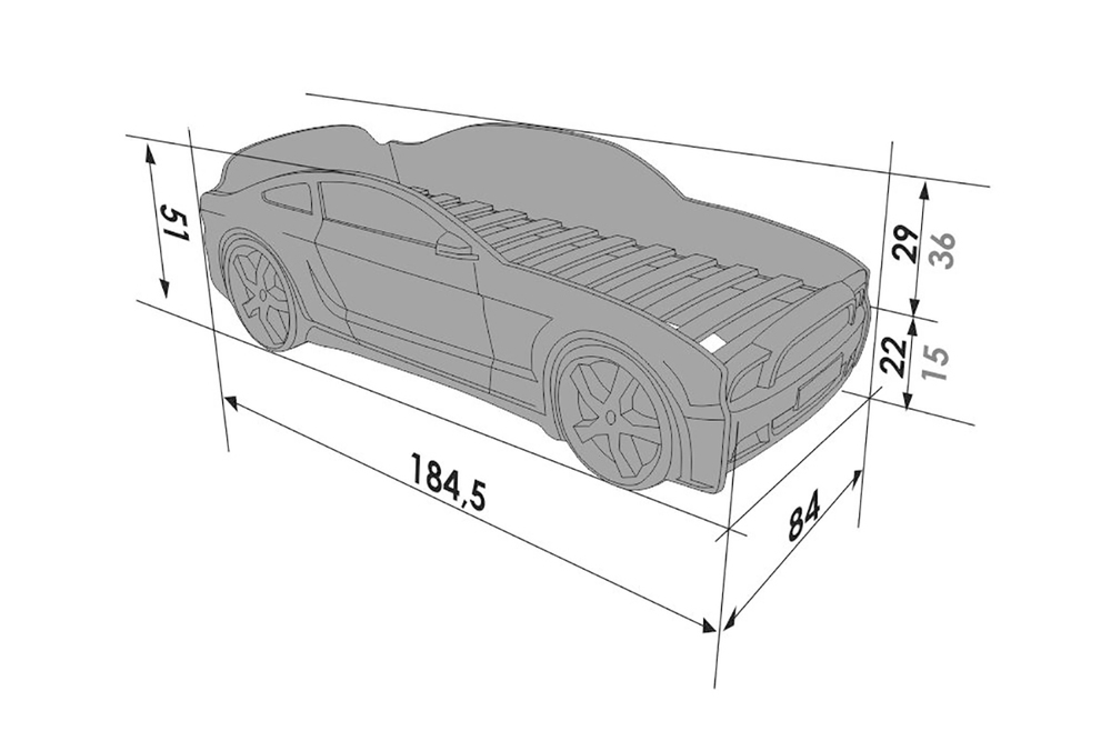 Кровать-машина "Мустанг" 3D (черная)
