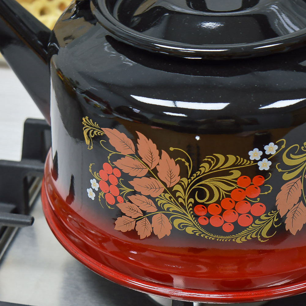 Чайник 3,5л с рисунком черно-красный закатное дно