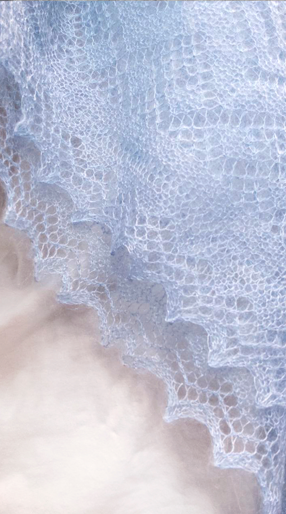 Оренбургский пуховый платок П3-120-04 голубой