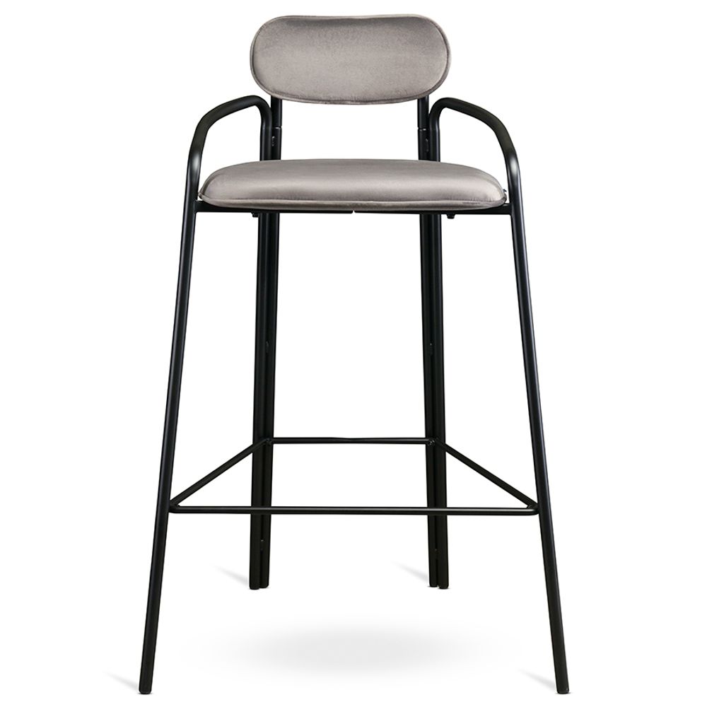 Стул барный Ror, Round, велюр, черный/серый