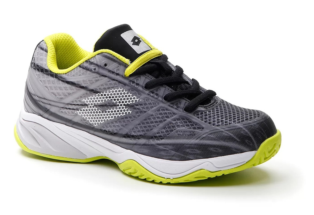 Детские теннисные кроссовки Lotto Mirage 300 All Round Junior - all black/all white/acacia green