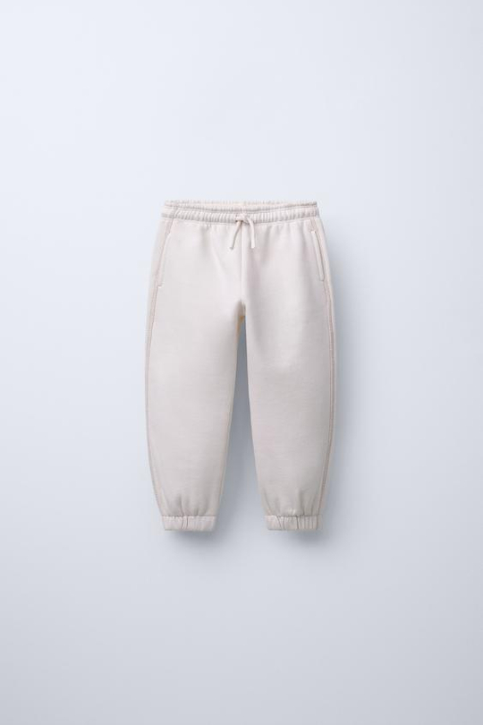 ZARA УТЕПЛЕННЫЕ БРЮКИ-ДЖОГГЕРЫ С ДЕКОРАТИВНОЙ СТРОЧКОЙ, КАМЕННО-СЕРЫЙ