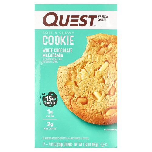 Quest Nutrition, Protein Cookie, белый шоколад и макадамия, 12 печений, 58 г (2,04 унции)