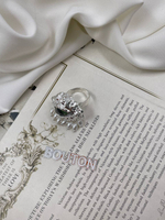 Кольцо Скиапар. серебристое в форме глаза с искусственным жемчугом