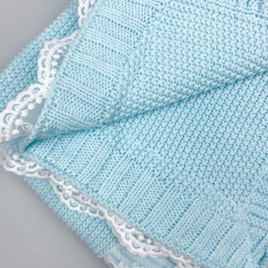 Плед Simple с кружевом мятный