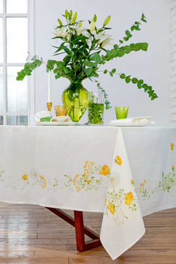 Скатерть 160х225 и 8 салфеток Vallesusa Excelsior Soffione 15740 Azzuro бело-голубые