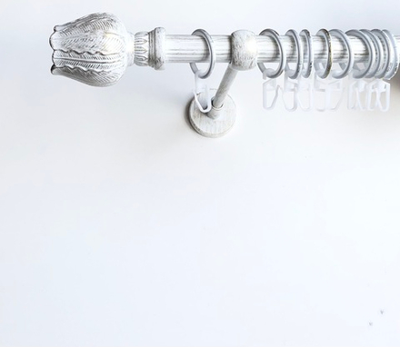 Карниз кованый рифленый для штор "Тюльпан" d20 мм однорядный, цвет белое золото