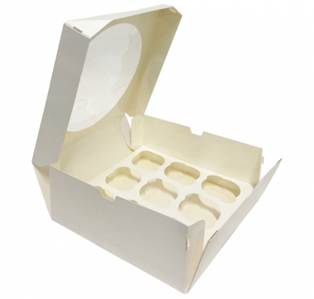 Коробка на 9 капкейков, розовая ForGenika