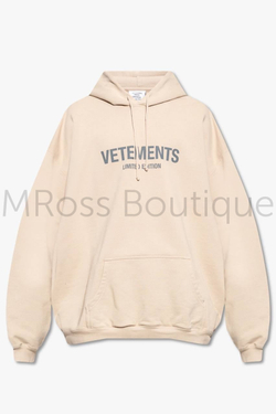Худи Vetements молочного цвета с брендовым логотипом