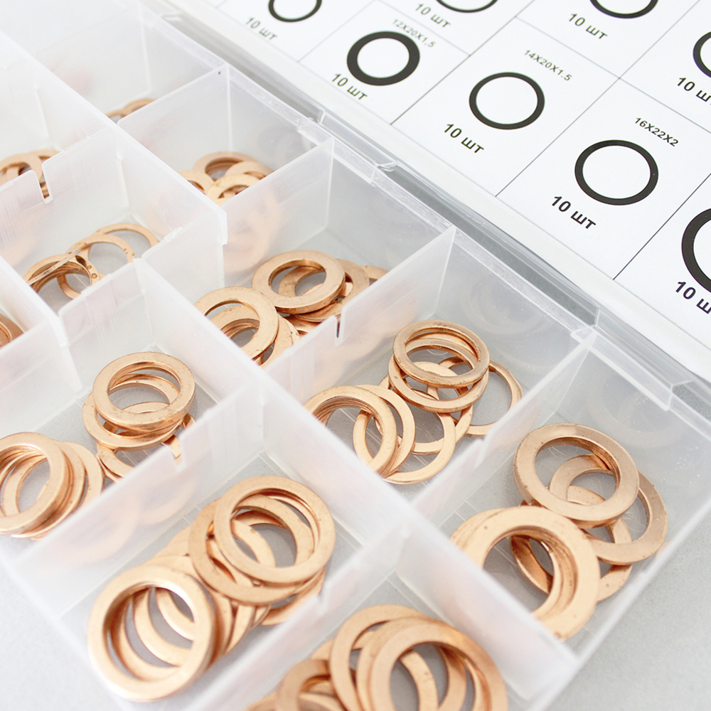 WDK-214067 Набор медных шайб, 15 типоразмера, 150 шт.