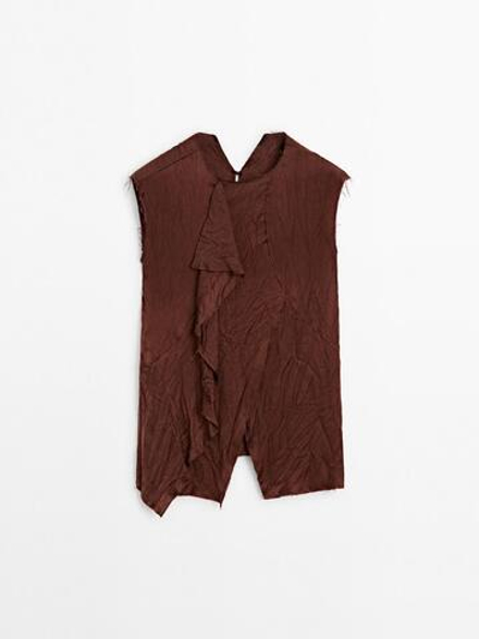 Massimo Dutti Рубашка купро с оборками - Studio, коричневатый
