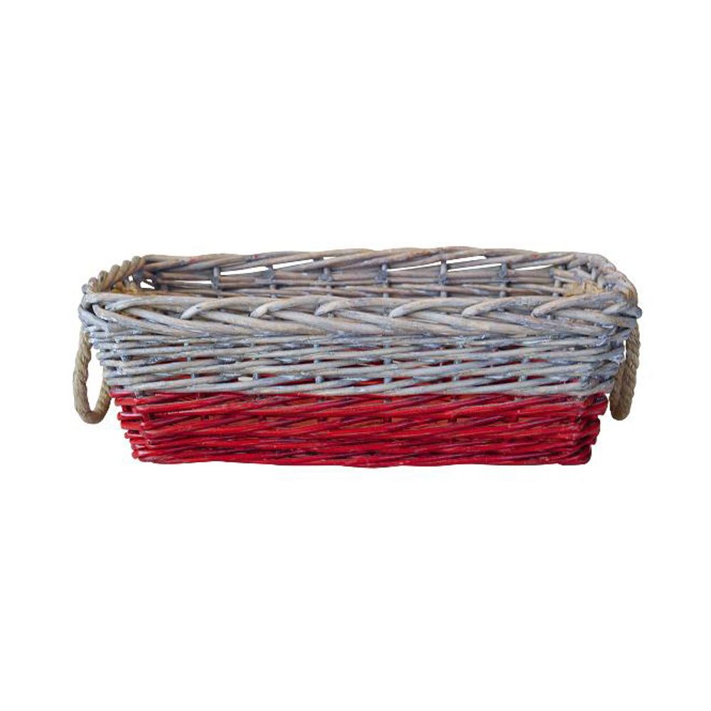 101-П444 Корзина Willow Tray red w/jute handles 50*38*18