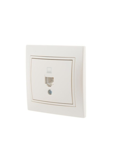 Розетка компьютерная 1-м СП Mira RJ45 16А IP20 со вставкой жемчуж./бел. перламутр. LEZARD 701-3030-139