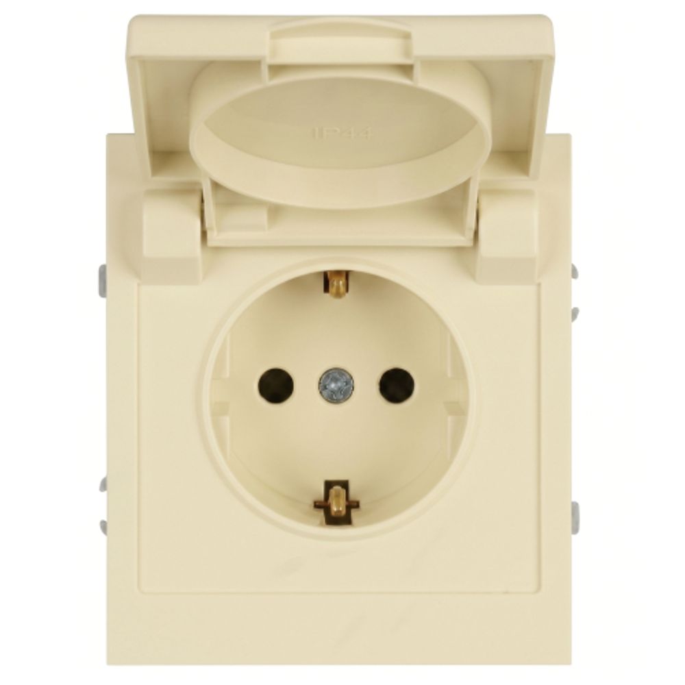 Розетка ЭРА Arktik 16-2103-02 с заземлением 2P+E Schuko со шторками с крышкой 16А-250В слоновая кость | Эра Arktik