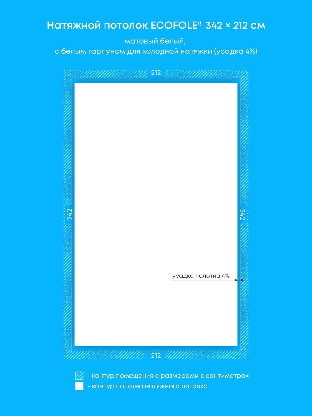 Матовый натяжной потолок 7.3 м2