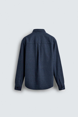 ZARА Х AARON LEVINE ФЛАНЕЛЕВАЯ РУБАШКА В КЛЕТКУ, МОРСКОЙ СИНИЙ