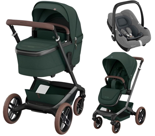 Детская коляска Maxi-Cosi Fame 3 в 1 с автокреслом CabrioFix Select grey Twillic Green/зеленый