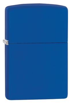 Легендарная классическая американская бензиновая широкая зажигалка ZIPPO Classic Royal Blue Matte™ синяя матовая из латуни и стали ZP-229