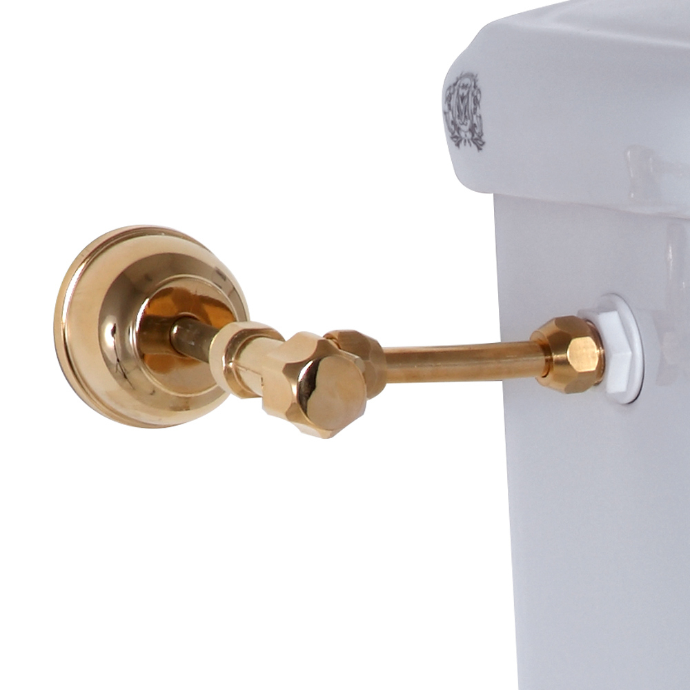 Унитаз напольный Migliore Bella  ML.BLL-25.112.BI c средним бачком, фронтальная ручка смыва, труба золото