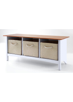 Банкетка в прихожую, 105х35х50, Паула, деревянная, cкамья для ванной, тумба для ванной, белый/черри, Dipriz