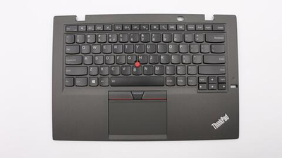 Верхняя панель с клавиатурой (топкейс) для ноутбука Lenovo ThinkPad X1 Carbon 3rd Gen FingerPrint, черная, с подсветкой, раскладка - Индия (00HT336)