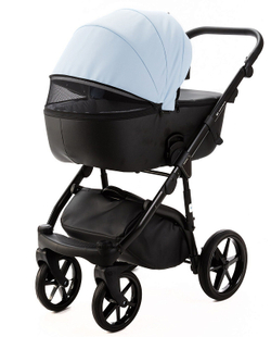 Детская коляска Adamex Nola Deluxe 2 в 1 N-SD112 (ГОЛУБАЯ КОЖА + ЧЕРН.КОЖА)