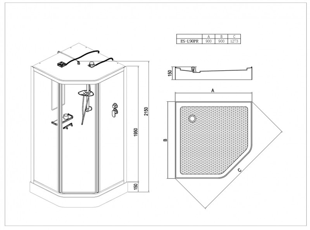 Душевая кабина Esbano ESKL90PR 90x90x210 хром