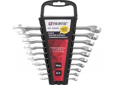 W3S10PR Набор ключей гаечных комбинированных серии ARC на держателе, 6-19 мм, 10 предметов