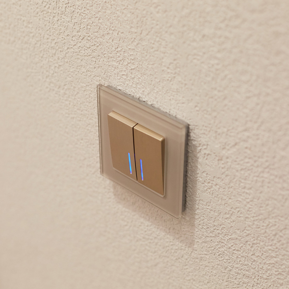 Выключатель одноклавишный с подсветкой (шампань рифленый)