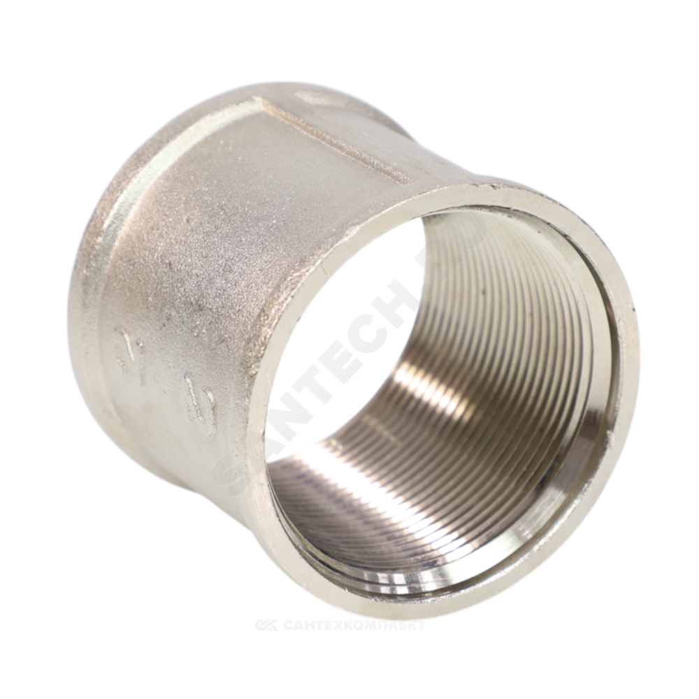 Муфта латунь никель Ду 40 (1 1/2") ВР/ВР VALFEX VF.170.N.112