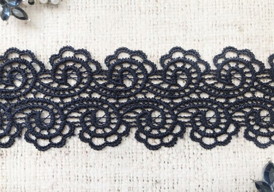 Кружево плетеное, ш. 5 см, тёмно-синий