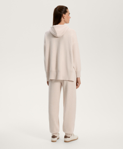 Oysho Длинный вязаный джемпер с капюшоном, каменный