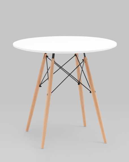 EAMES DSW D80, белый, столешница МДФ, ножки метал, массив бука